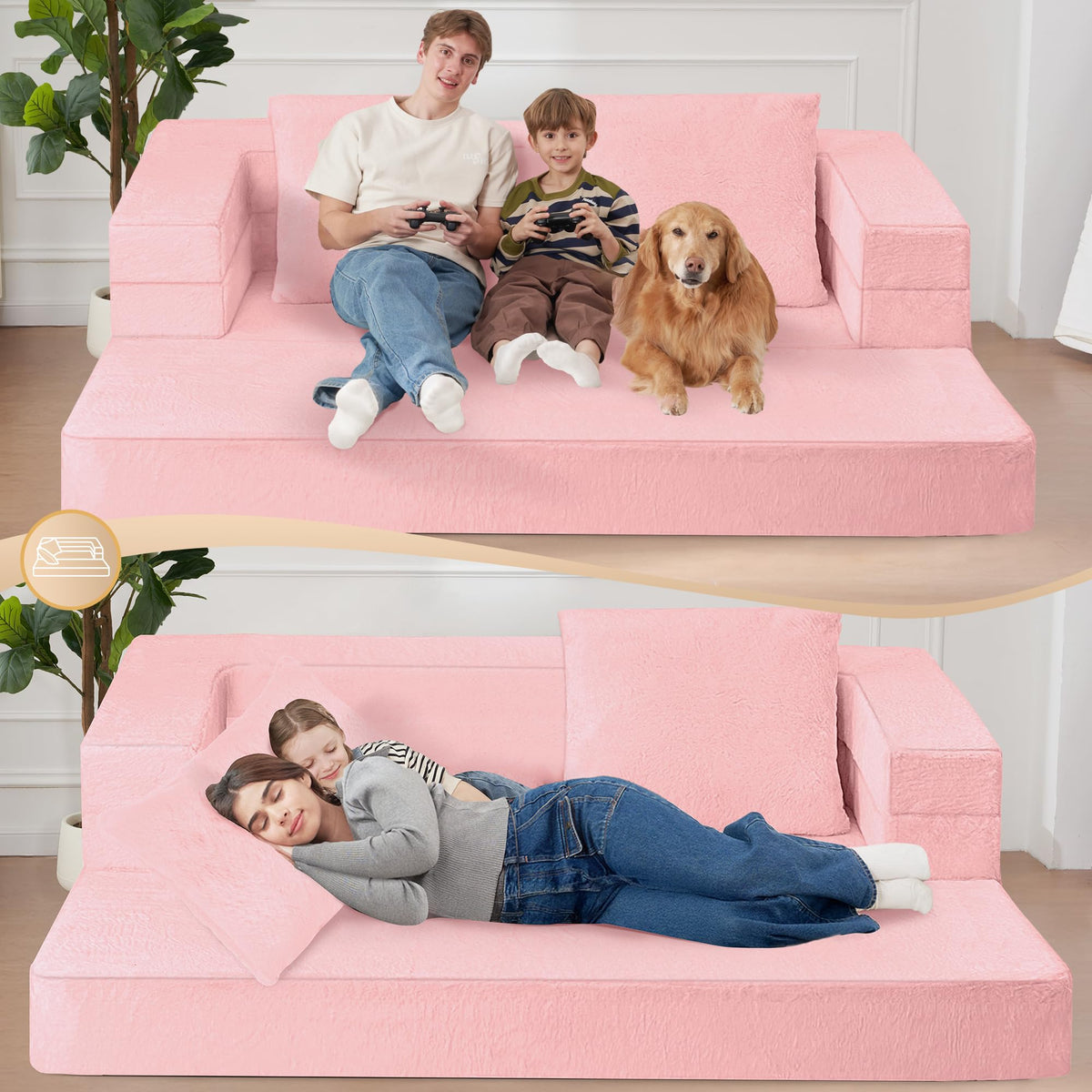 Futon Sofa Bed with Pillow X6387