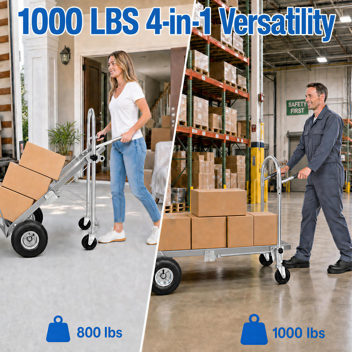 4 in 1 Stainless Steel Folding Hand Truck Dolly Y7303