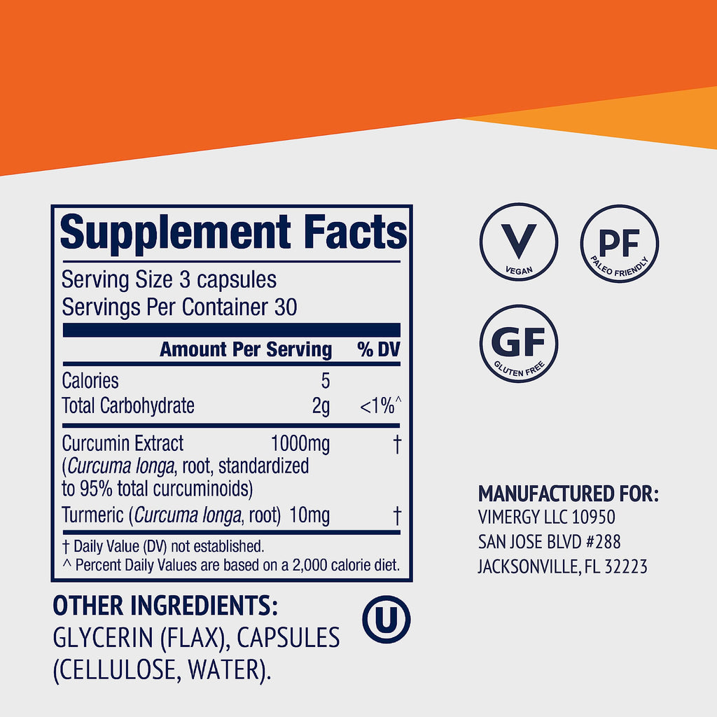 Turmeric Curcumin 1000mg Vegan Capsules B8452