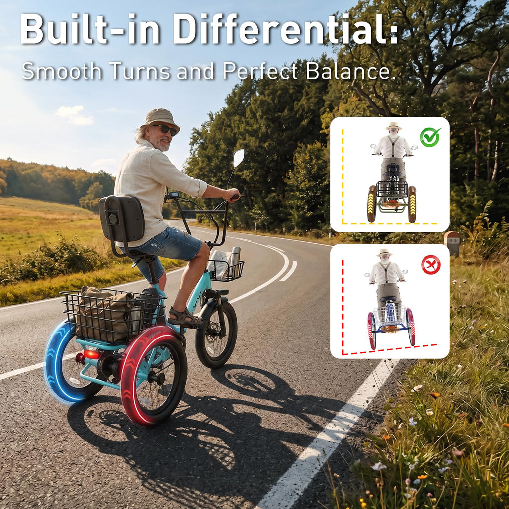 Folding Electric Tricycle 1000W 48V 18" Tire K841