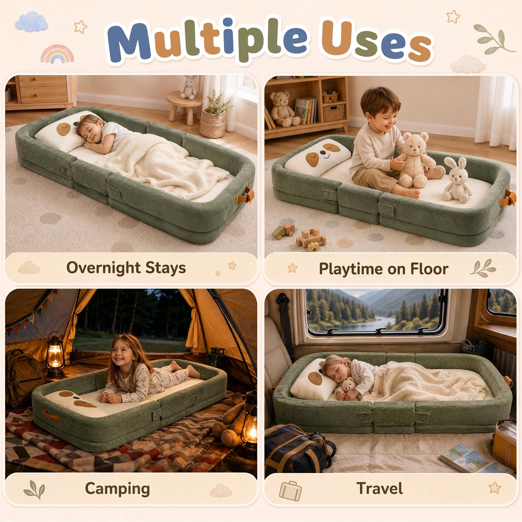 Foldable Portable Toddler Travel Bed with Pillow I274242