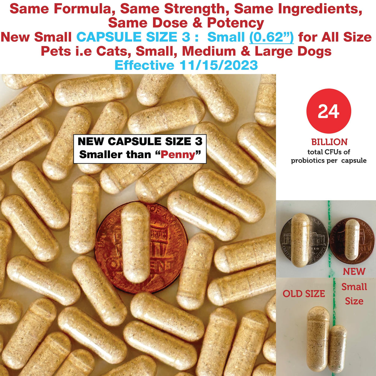 Kidney Probiotic Supplement for Dogs Cats 24 Billion CFU 120 Caps S64967