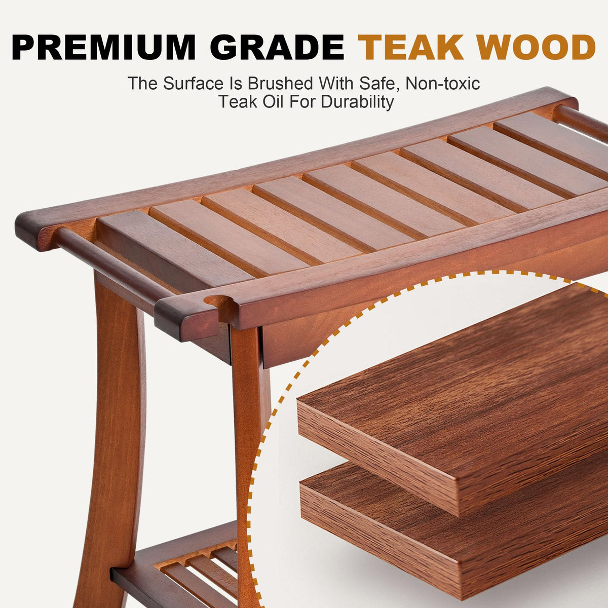 24" 2-Tier Teak Shower Bench G512