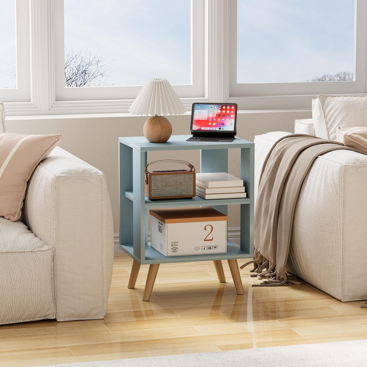 Blue 2-Tier Kids Nightstand D9104