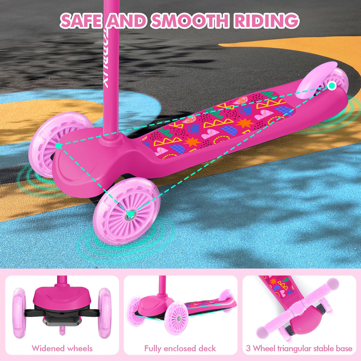 Kids 3-Wheel Scooter with Light-Up Deck and Wheels A6917