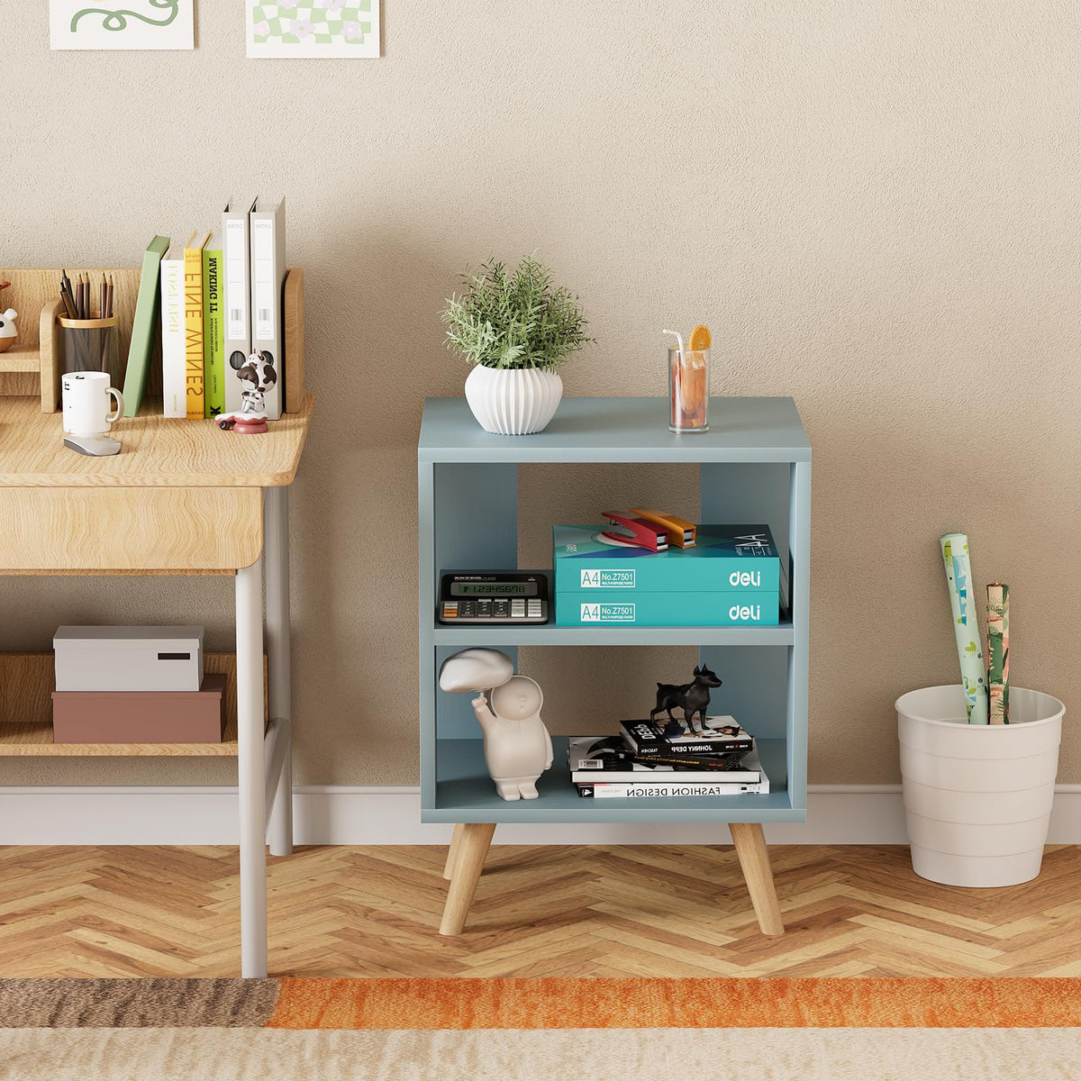 Blue 2-Tier Kids Nightstand D9104
