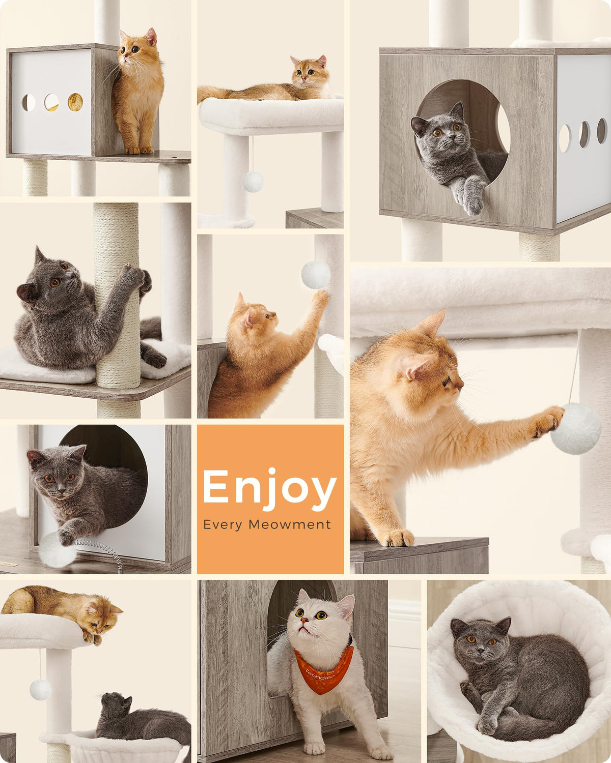 70.1-Inch Tall Cat Tree with Litter Box Enclosure Y64723
