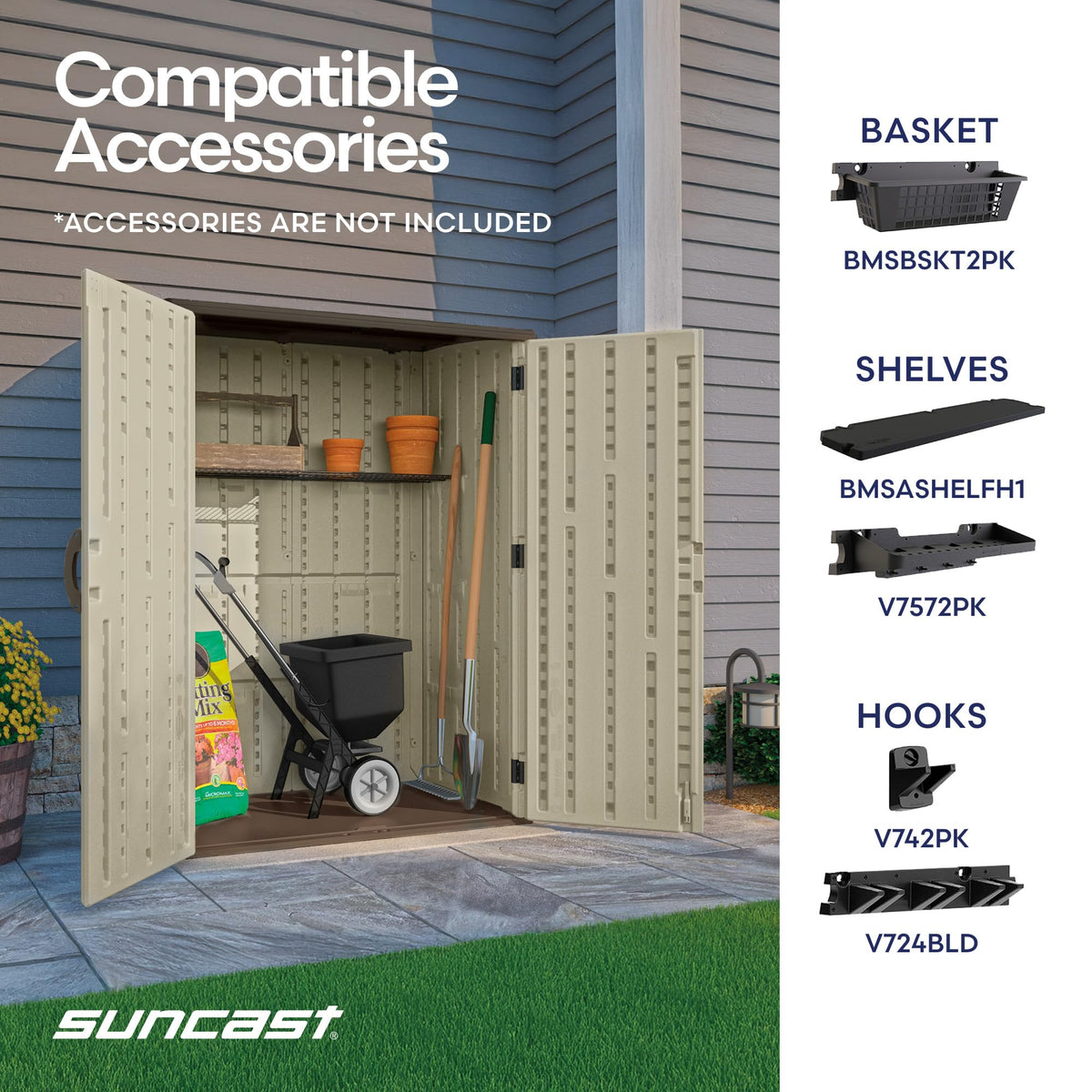 Water Resistant Resin Vertical Outdoor Storage Shed 54 cu. ft. H4630