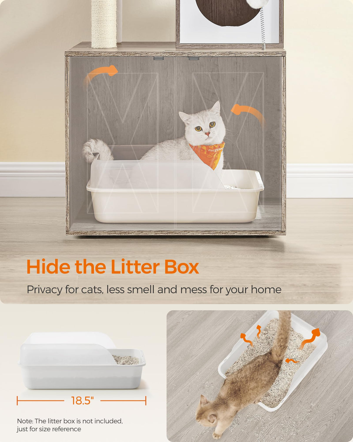 70.1-Inch Tall Cat Tree with Litter Box Enclosure Y64723