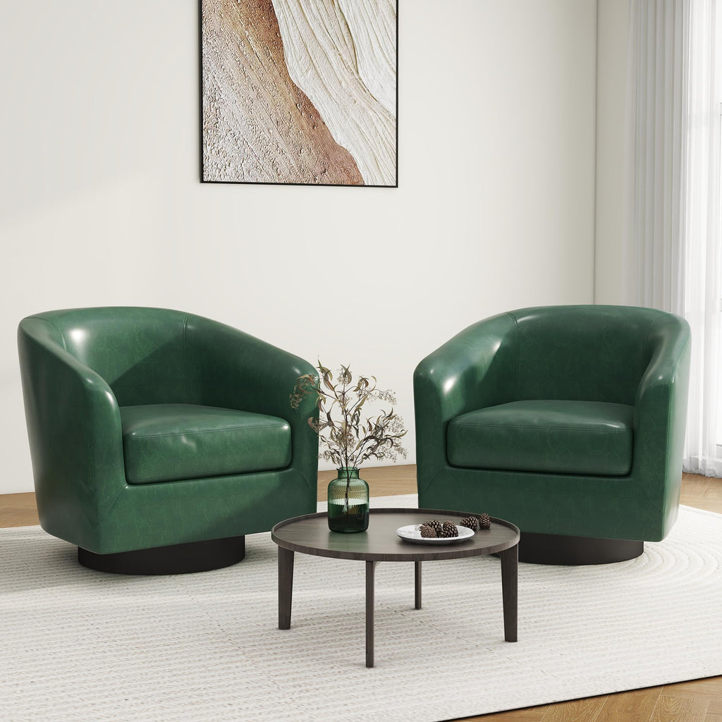 Green Swivel Barrel Accent Chair Set of 2 M77385