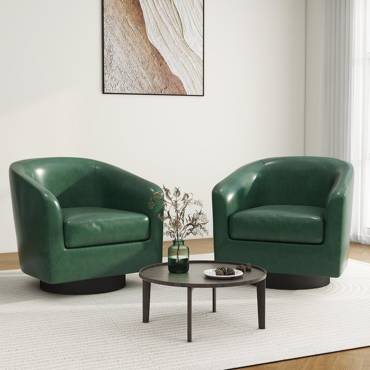 Green Swivel Barrel Accent Chair Set of 2 M77385