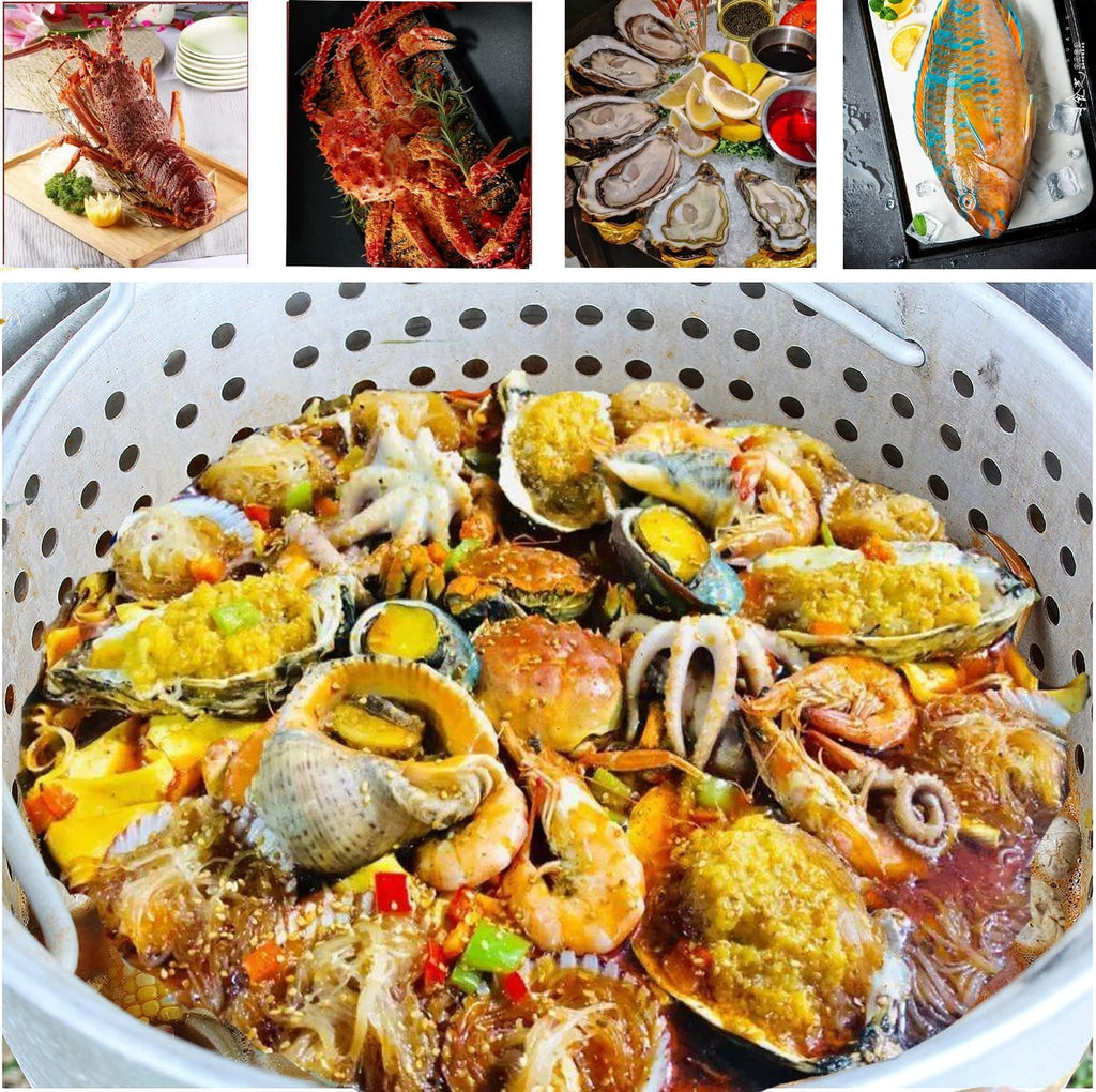 60 Qt Aluminum Seafood Boil Pot with Basket & Burner J1268