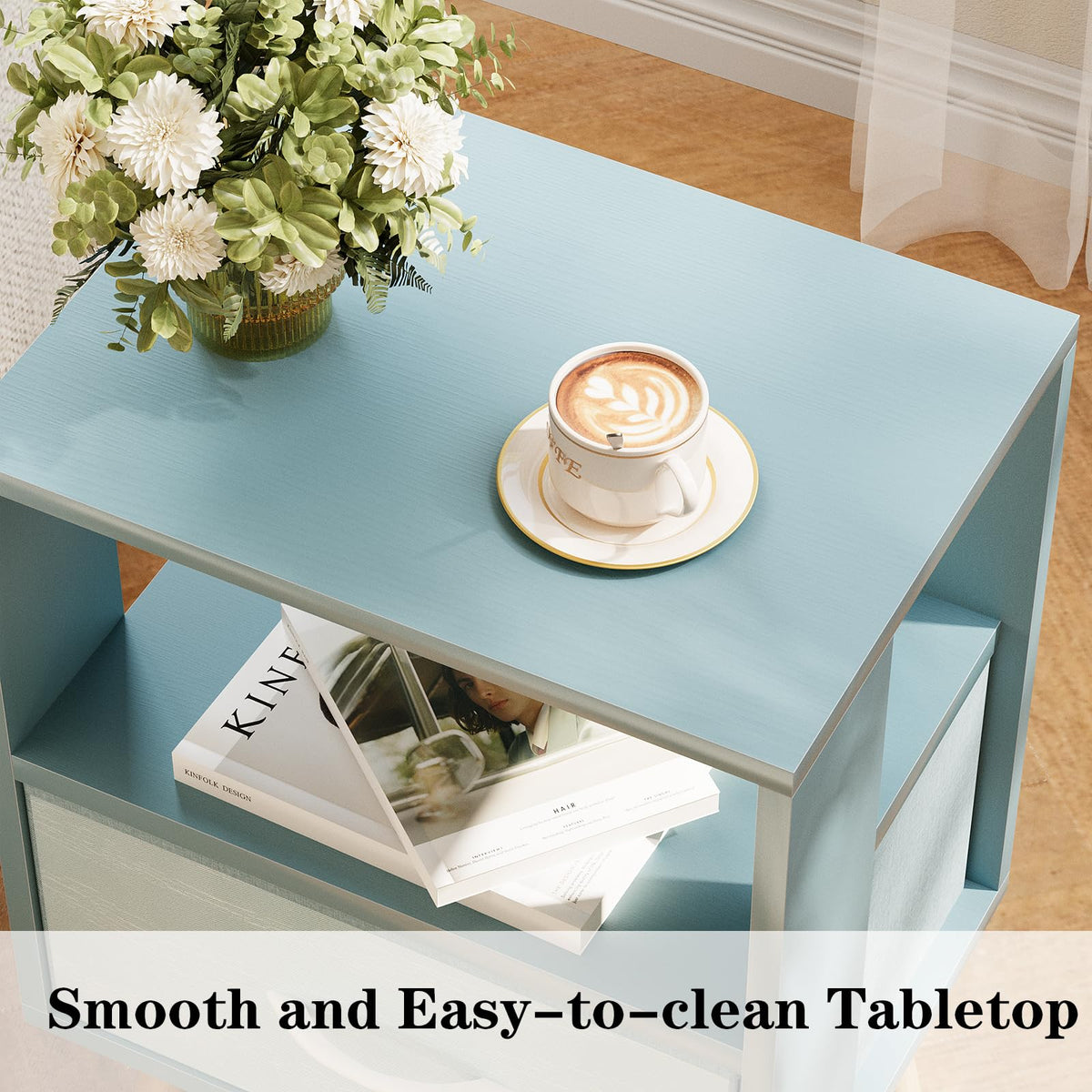 Blue 2-Tier Kids Nightstand D9104