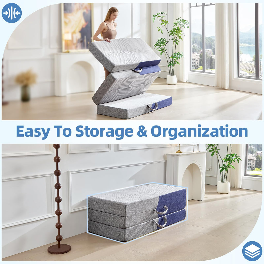 6 Inch Cooling Memory Foam Foldable Mattress Twin Size F515095