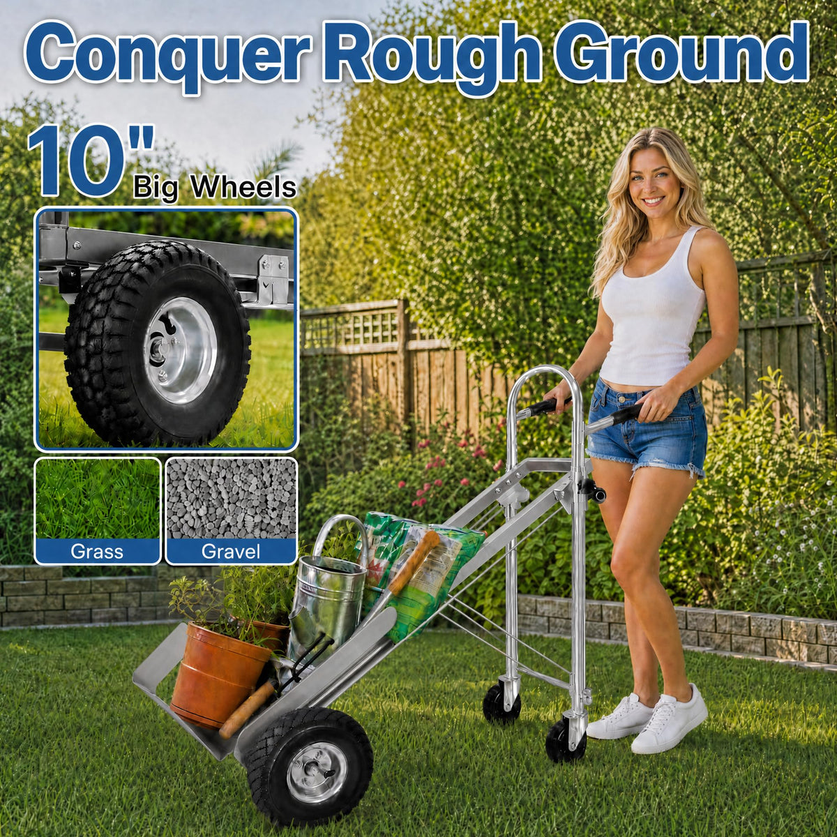 4 in 1 Stainless Steel Folding Hand Truck Dolly Y7303