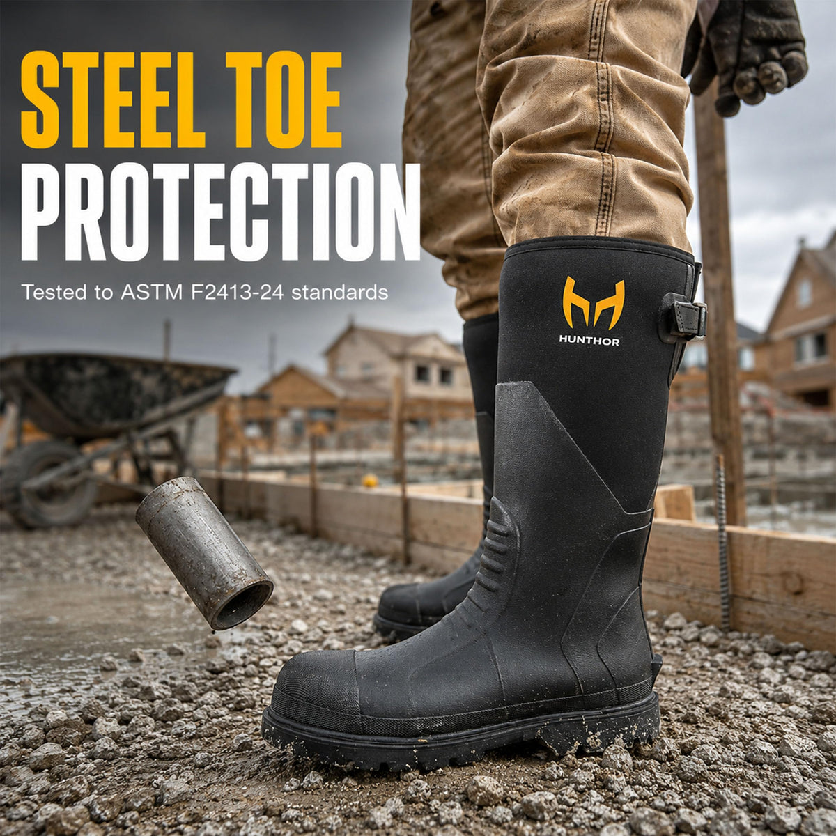 Steel Toe Rubber Work Boots with Steel Shank W938090