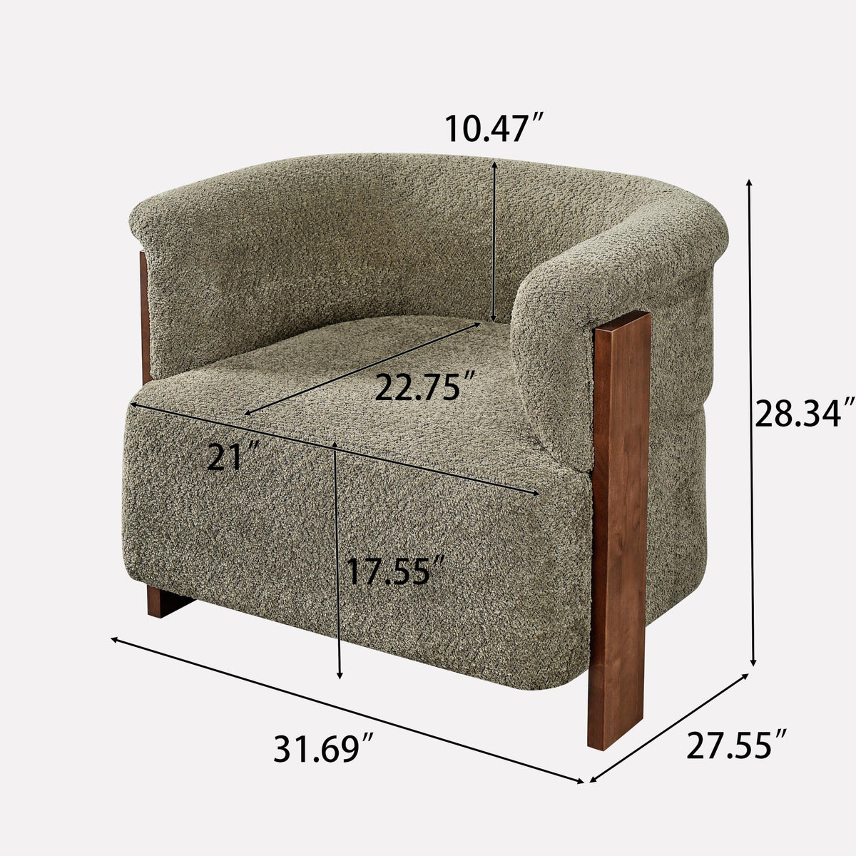 Boucle Upholstered Barrel Chairs Set of 2 W289