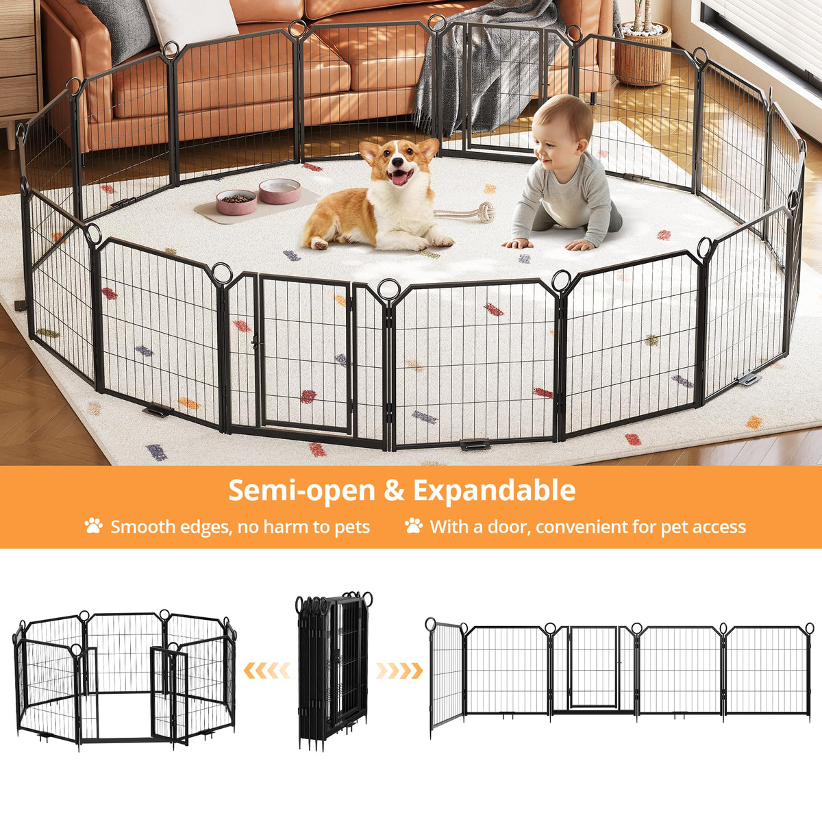 32'' 16 Panels Heavy Duty Metal Dog Playpen P397