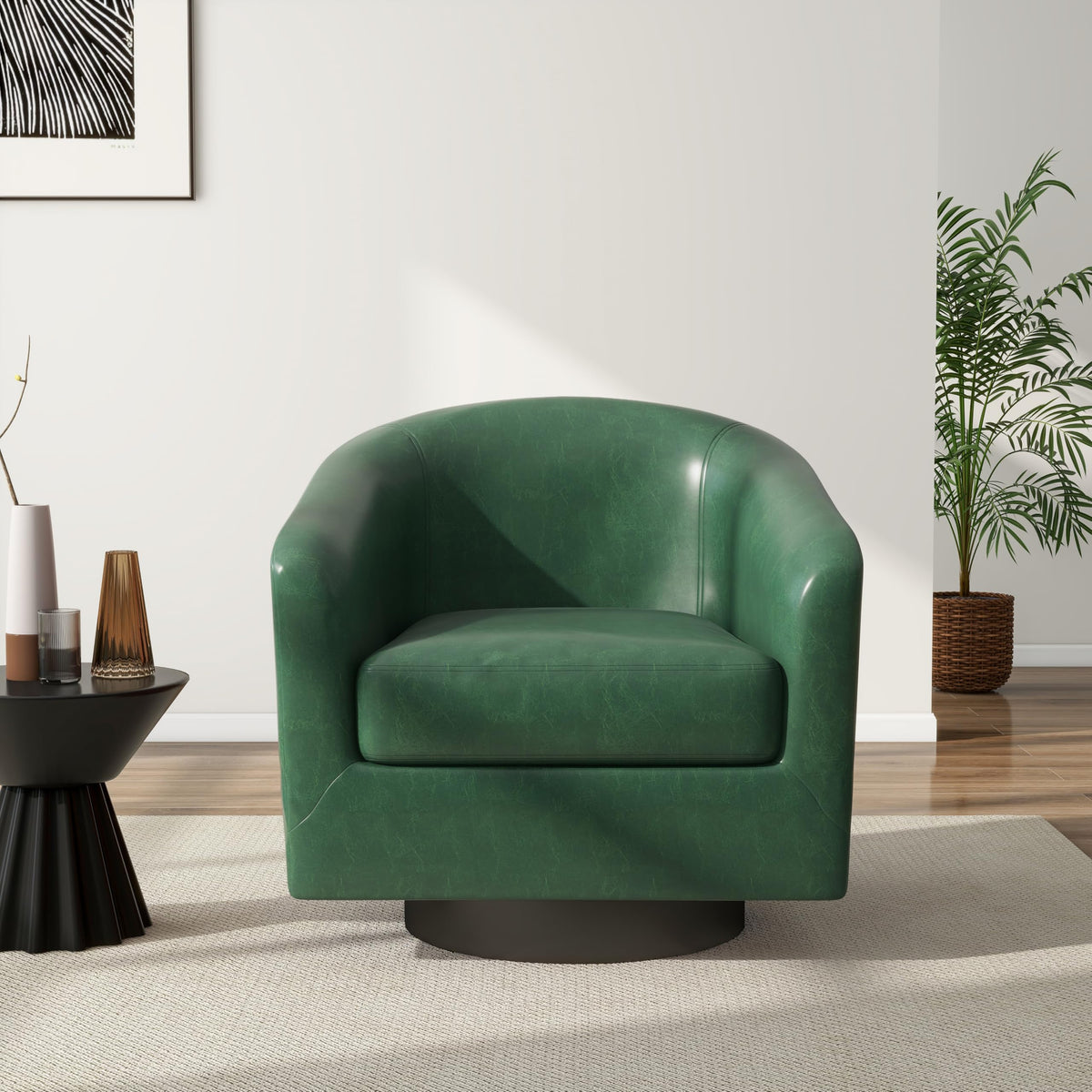 Green Swivel Barrel Accent Chair Set of 2 M77385