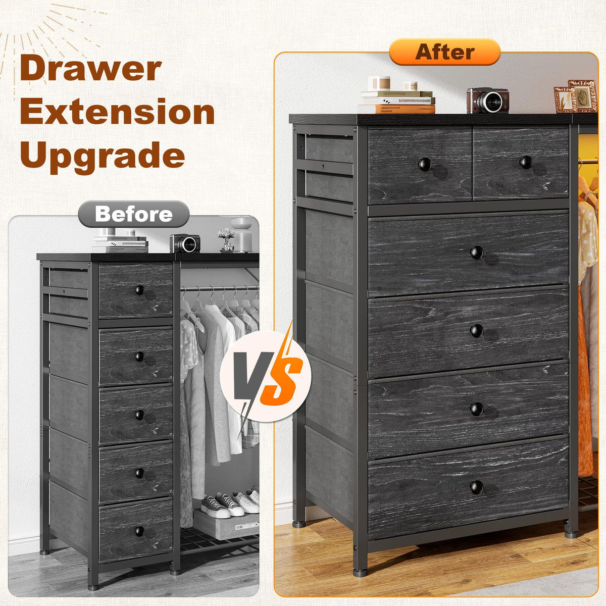 49.2" W Dresser with Hanging Rack & 6 Drawers U6833