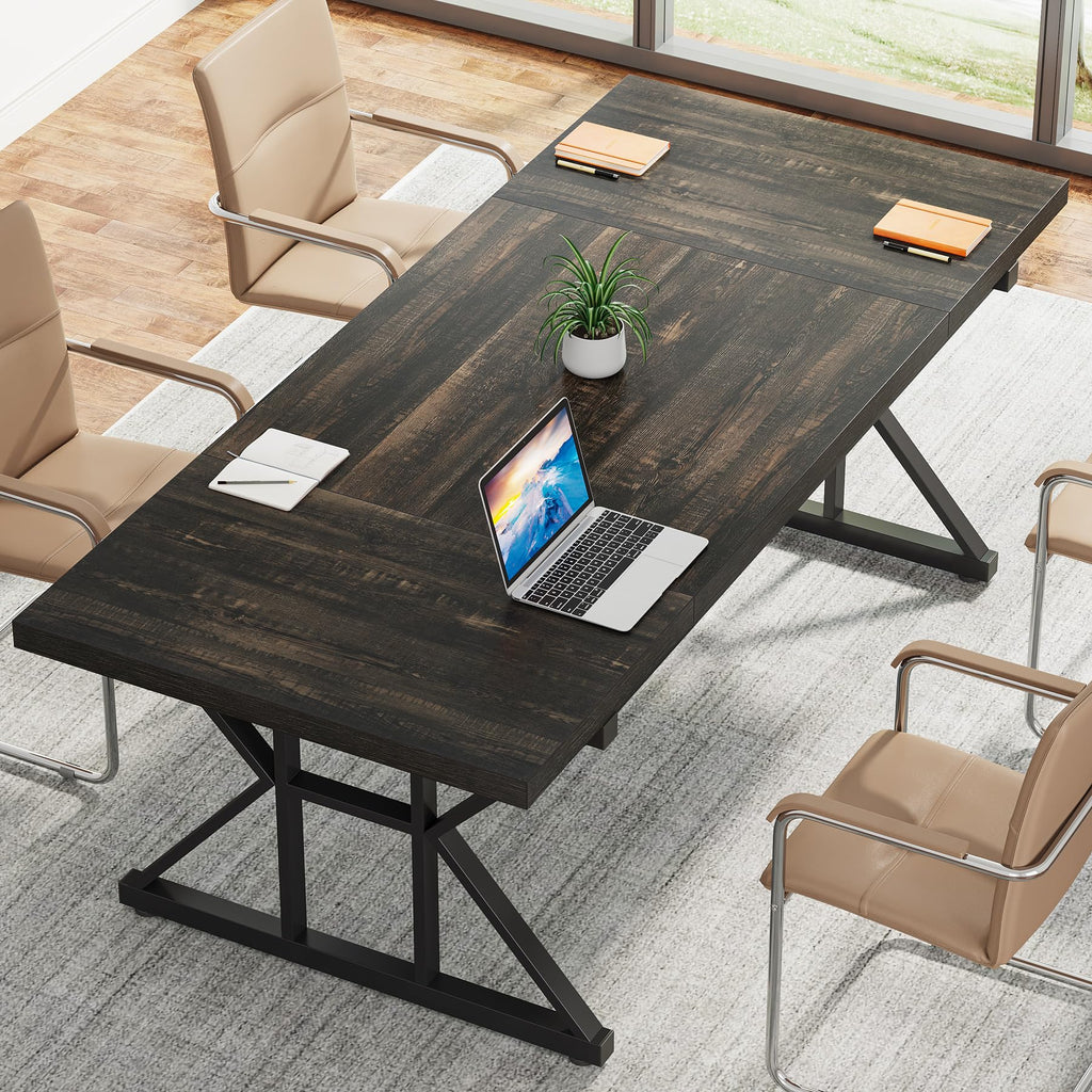 70.8 Inch Black Oak Executive Desk E865