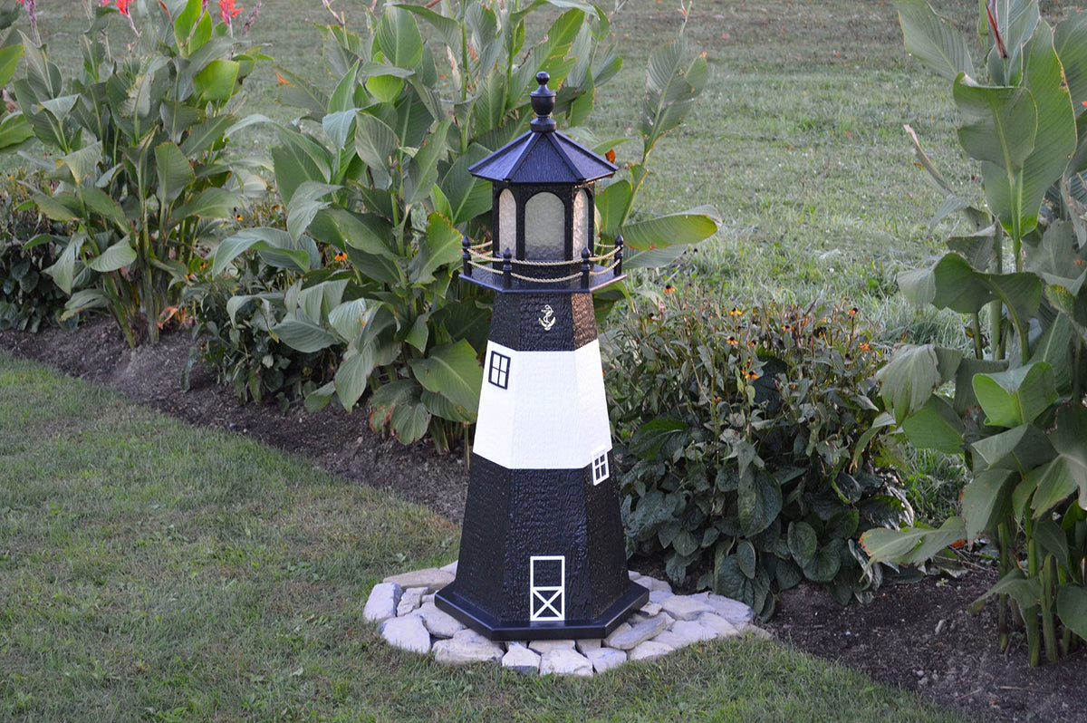 Amish-Made 48" Tall Outdoor Lighthouse with Solar LED Light T81731