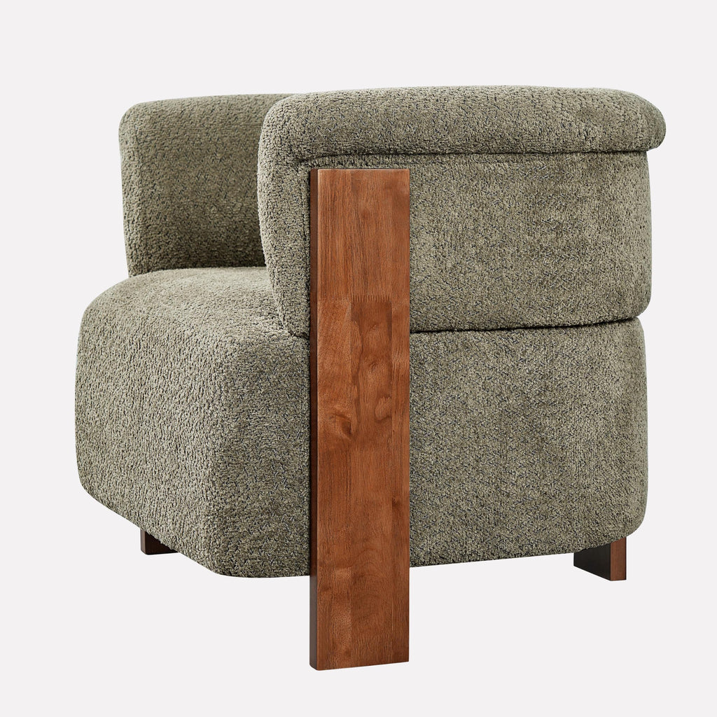 Boucle Upholstered Barrel Chairs Set of 2 W289