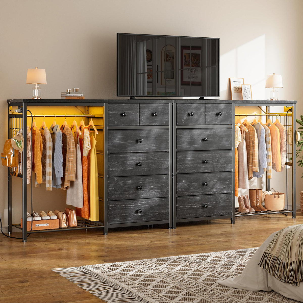 49.2" W Dresser with Hanging Rack & 6 Drawers U6833
