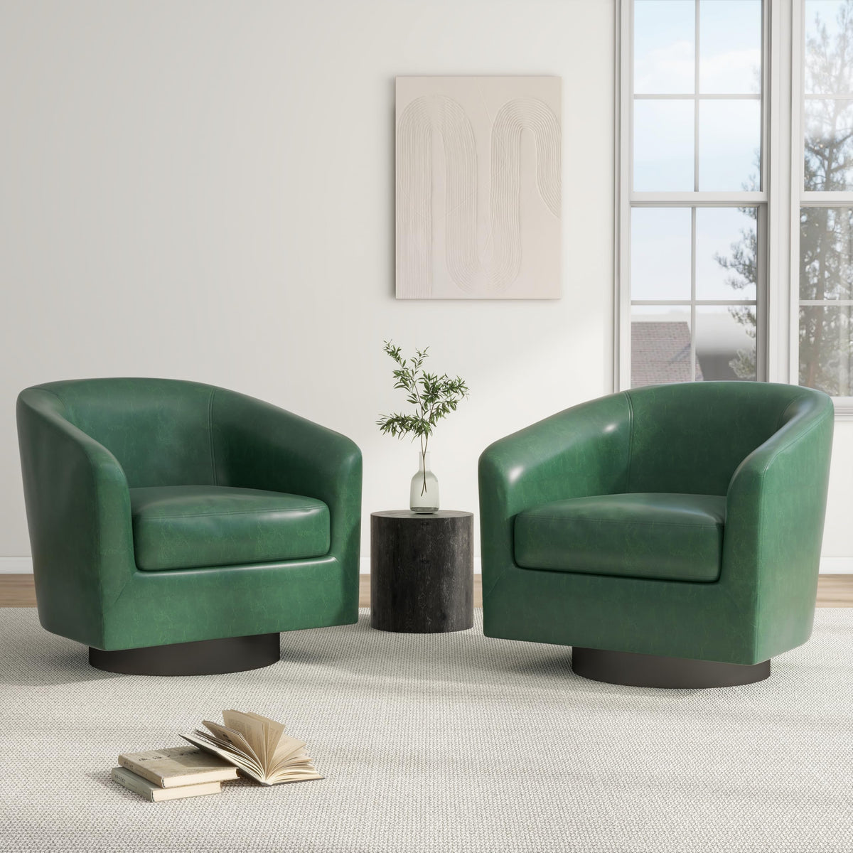 Green Swivel Barrel Accent Chair Set of 2 M77385
