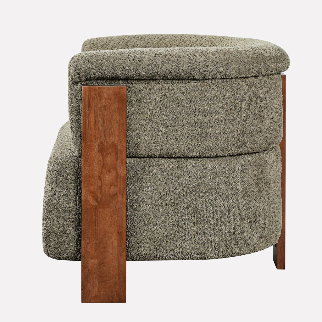 Boucle Upholstered Barrel Chairs Set of 2 W289